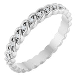 14K Gold Round Natural Diamond Rope Eternity Band - 1mm Stones - White Gold