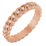14K Gold Round Natural Diamond Rope Eternity Band - 1mm Stones - Rose Gold