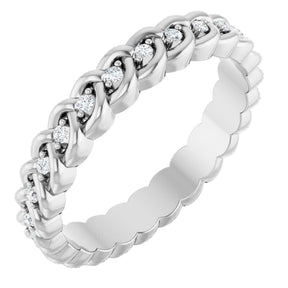 Platinum Round Lab-Grown Diamond Rope Eternity Band - 1mm Stones