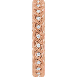 14K Gold Round Natural Diamond Rope Eternity Band - 1mm Stones - Rose Gold - view 4