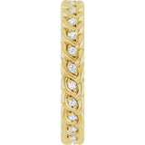 14K Gold Round Natural Diamond Rope Eternity Band - 1mm Stones - Yellow Gold - view 4