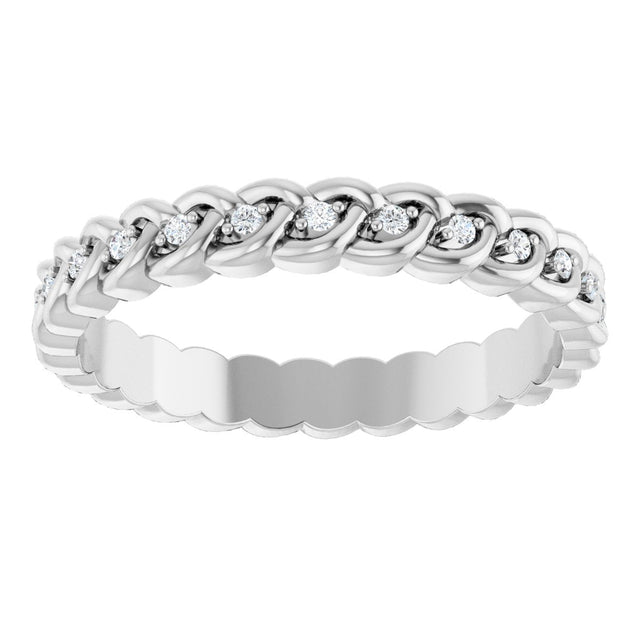 Platinum Round Natural Diamond Rope Eternity Band - 1mm Stones - view 3
