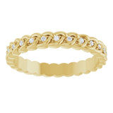14K Gold Round Natural Diamond Rope Eternity Band - 1mm Stones - Yellow Gold - view 3