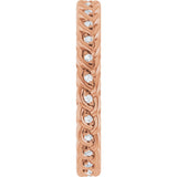 14K Gold Round Natural Diamond Rope Eternity Band - 1mm Stones - Rose Gold - view 4