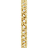 14K Gold Round Natural Diamond Rope Eternity Band - 1mm Stones - Yellow Gold - view 4