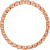 14K Gold Round Natural Diamond Rope Eternity Band - 1mm Stones - Rose Gold - view 2