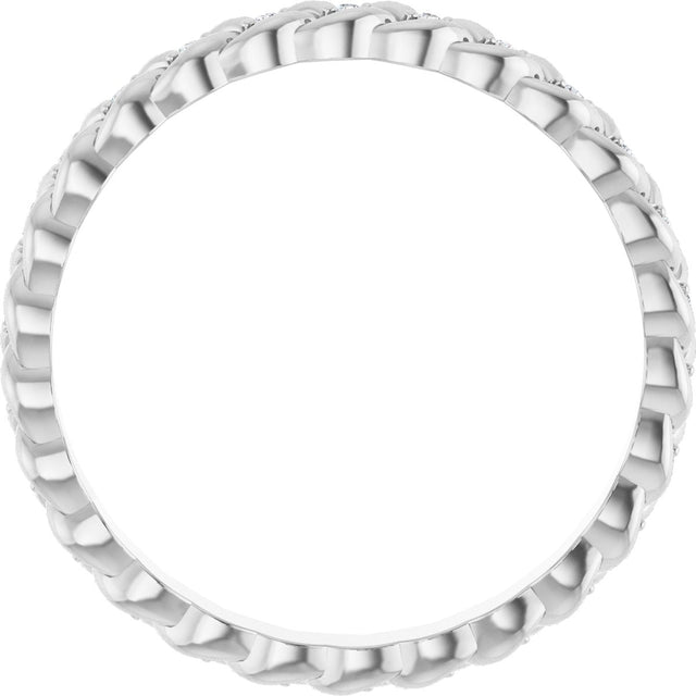 Platinum Round Natural Diamond Rope Eternity Band - 1mm Stones - view 2