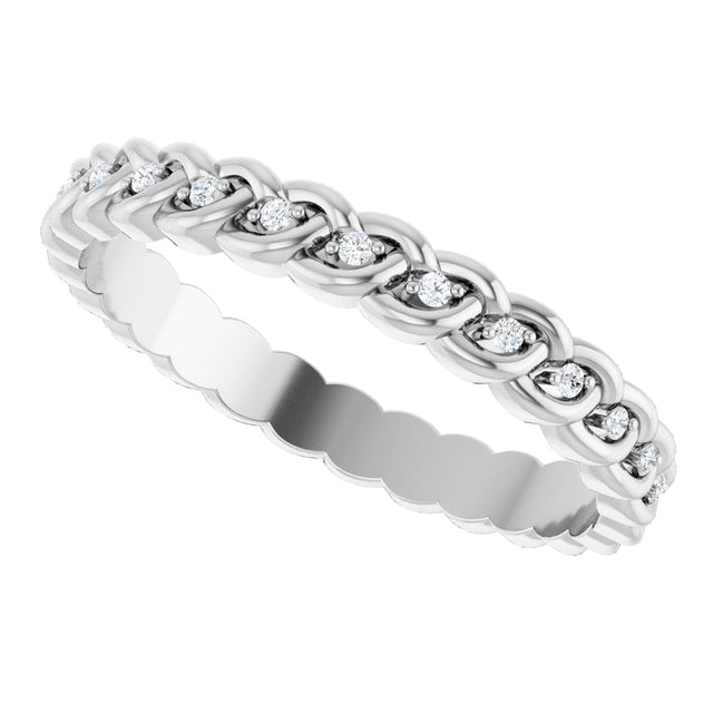 Platinum Round Natural Diamond Rope Eternity Band - 1mm Stones - view 5