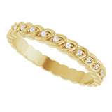 14K Gold Round Natural Diamond Rope Eternity Band - 1mm Stones - Yellow Gold - view 5