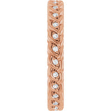 14K Gold Round Natural Diamond Rope Eternity Band - 1mm Stones - Rose Gold - view 4