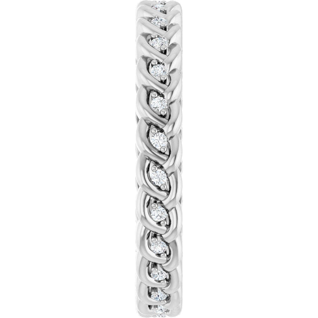 Platinum Round Natural Diamond Rope Eternity Band - 1mm Stones - view 4