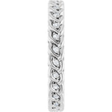 14K Gold Round Natural Diamond Rope Eternity Band - 1mm Stones - White Gold - view 4