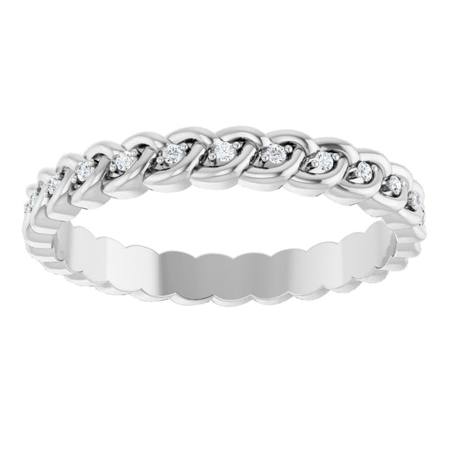 Platinum Round Natural Diamond Rope Eternity Band - 1mm Stones - view 3