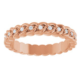 14K Gold Round Natural Diamond Rope Eternity Band - 1mm Stones - Rose Gold - view 3