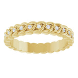 14K Gold Round Natural Diamond Rope Eternity Band - 1mm Stones - Yellow Gold - view 3