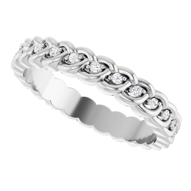 Platinum Round Natural Diamond Rope Eternity Band - 1mm Stones - view 5