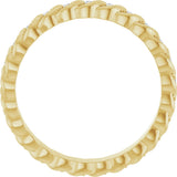 14K Gold Round Natural Diamond Rope Eternity Band - 1mm Stones - Yellow Gold - view 2