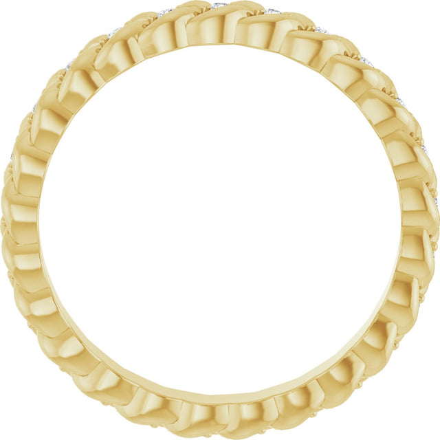 14K Gold Round Lab-Grown Diamond Rope Eternity Band - 1mm Stones - Yellow Gold - view 2