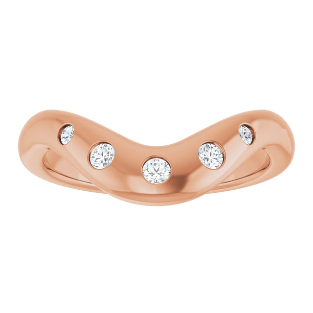 14K Gold Round Lab-Grown Diamond Contour Band - 1/6 CTW (Style 127064) - Rose Gold - view 3