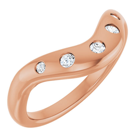 14K Gold Round Lab-Grown Diamond Contour Band - 1/6 CTW (Style 127064) - Rose Gold