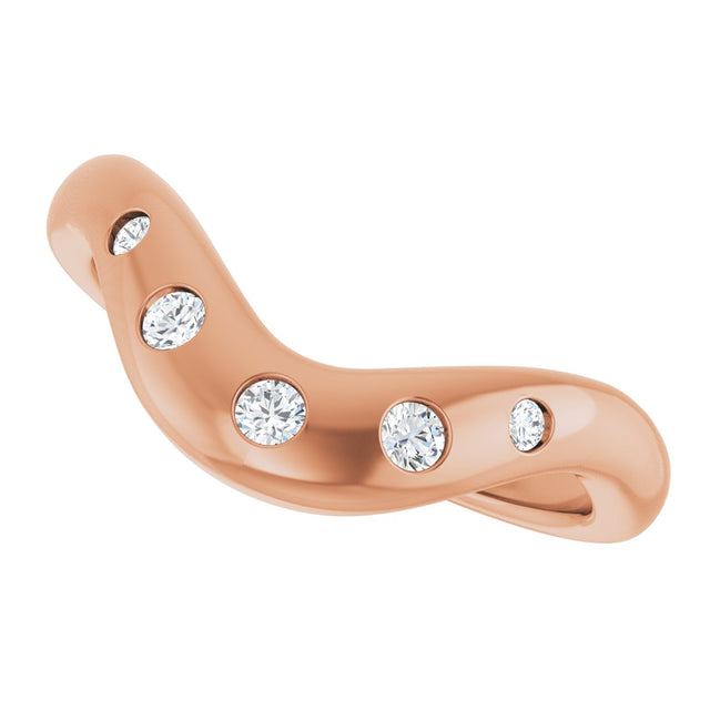 14K Gold Round Natural Diamond Contour Band - 1/6 CTW (Style 127064) - Rose Gold - view 5