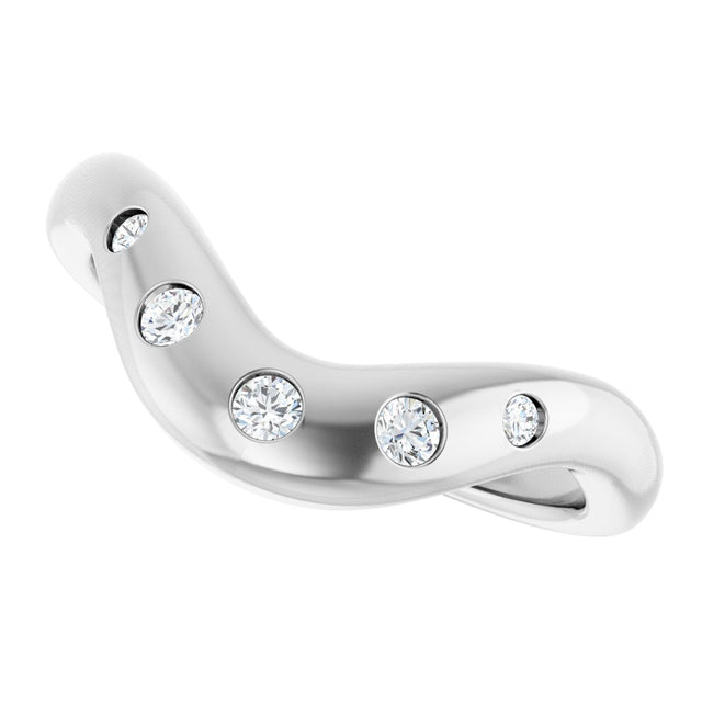 14K Gold Round Lab-Grown Diamond Contour Band - 1/6 CTW (Style 127064) - White Gold - view 5