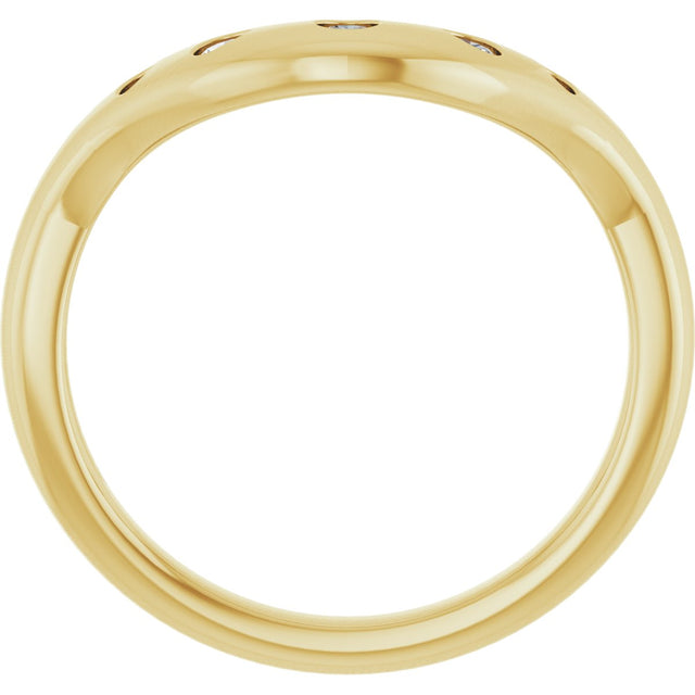 14K Gold Round Natural Diamond Contour Band - 1/6 CTW (Style 127064) - Yellow Gold - view 2