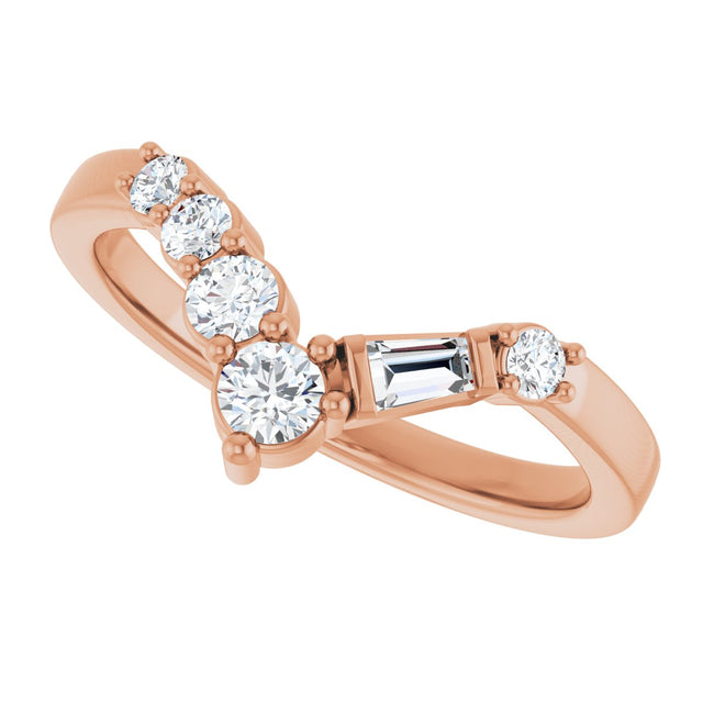 14K Gold Round Natural Diamond Contour Band - 1/3 CTW (Style 127090) - Rose Gold - view 5