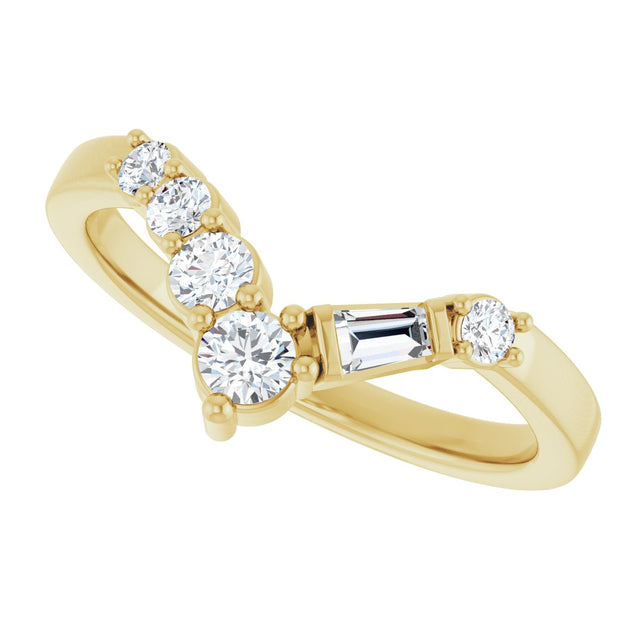 14K Gold Round Natural Diamond Contour Band - 1/3 CTW (Style 127090) - Yellow Gold - view 5