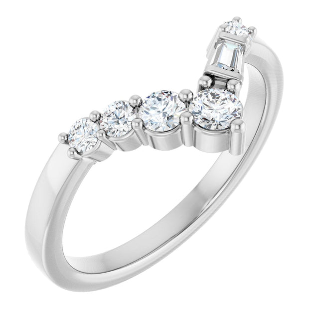 Platinum Round Natural Diamond Contour Band - 1/3 CTW (Style 127090)