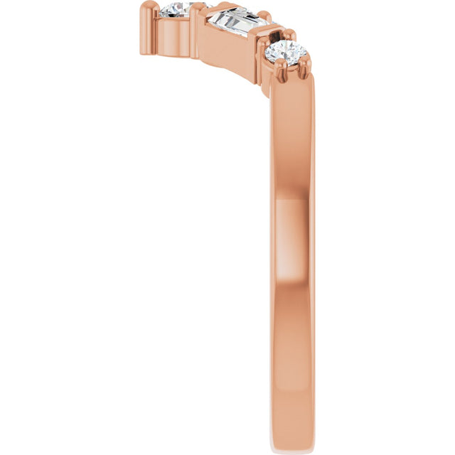 14K Gold Round Natural Diamond Contour Band - 1/3 CTW (Style 127090) - Rose Gold - view 4