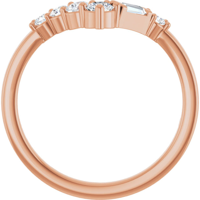 14K Gold Round Natural Diamond Contour Band - 1/3 CTW (Style 127090) - Rose Gold - view 2