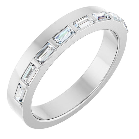 14K Gold Straight Baguette Lab-Grown Diamond Anniversary Band - 1/3 CTW - White Gold