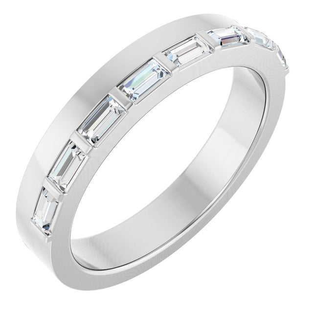 Platinum Straight Baguette Natural Diamond Anniversary Band - 1/3 CTW