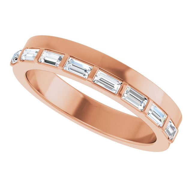 14K Gold Straight Baguette Lab-Grown Diamond Anniversary Band - 1/3 CTW - Rose Gold - view 5