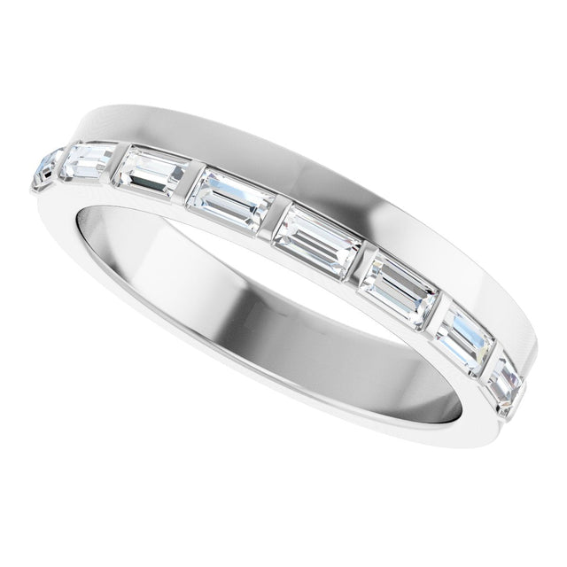 14K Gold Straight Baguette Natural Diamond Anniversary Band - 1/3 CTW - White Gold - view 5