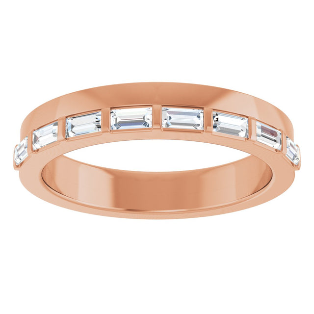 14K Gold Straight Baguette Natural Diamond Anniversary Band - 1/3 CTW - Rose Gold - view 3