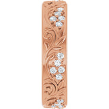 14K Gold Round Lab-Grown Diamond Accented Floral Band - 1.5mm Stones - Rose Gold - view 9