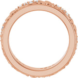 14K Gold Round Lab-Grown Diamond Accented Floral Band - 1.5mm Stones - Rose Gold - view 7