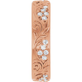 14K Gold Round Lab-Grown Diamond Accented Floral Band - 1.5mm Stones - Rose Gold - view 9