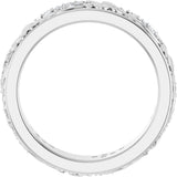 14K Gold Round Lab-Grown Diamond Accented Floral Band - 1.5mm Stones - White Gold - view 7