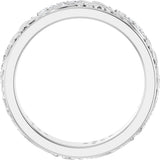 14K Gold Round Lab-Grown Diamond Accented Floral Band - 1.5mm Stones - White Gold - view 7