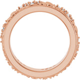 14K Gold Round Lab-Grown Diamond Accented Floral Band - 1.5mm Stones - Rose Gold - view 7