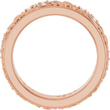 14K Gold Round Lab-Grown Diamond Accented Floral Band - 1.5mm Stones - Rose Gold - view 7