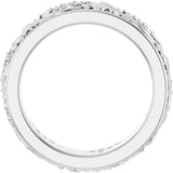 14K Gold Round Lab-Grown Diamond Accented Floral Band - 1.5mm Stones - White Gold - view 7