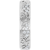 Platinum Round Lab-Grown Diamond Accented Floral Band - 1.5mm Stones - view 9