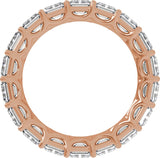 14K Gold Emerald Natural Diamond Low Profile Eternity Band - 5.2x3.7mm Stones - Rose Gold - view 2