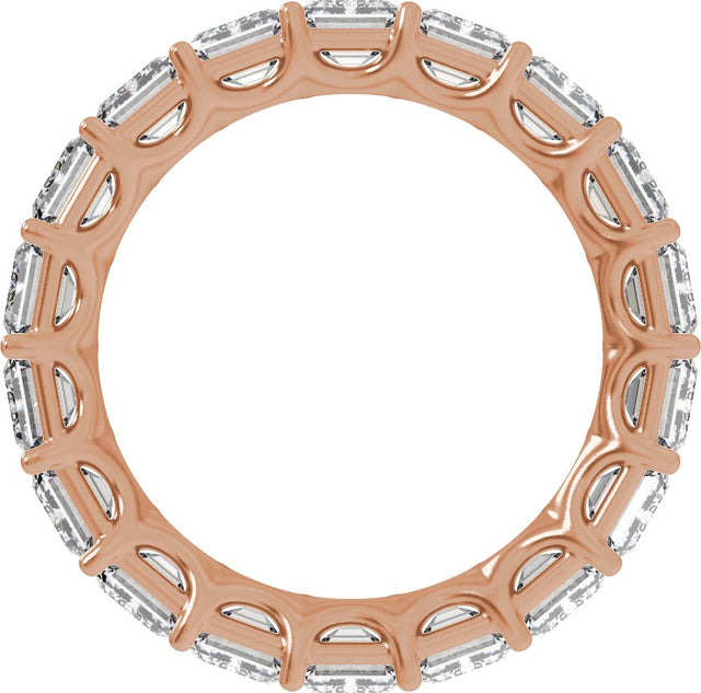 14K Gold Emerald Natural Diamond Low Profile Eternity Band - 4.4x3.1mm Stones - Rose Gold - view 2