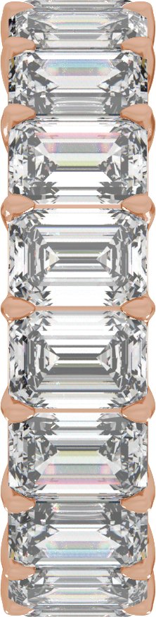 14K Gold Emerald Natural Diamond Low Profile Eternity Band - 5.2x3.7mm Stones - Rose Gold - view 4