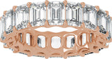 14K Gold Emerald Natural Diamond Low Profile Eternity Band - 6x4.3mm Stones - Rose Gold - view 3